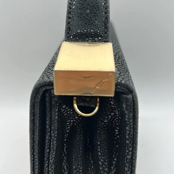 Brian Atwood Gorgeous Vintage Black Leather Evening Clutch Purse Bag ❤️❤️ - Picture 9 of 11